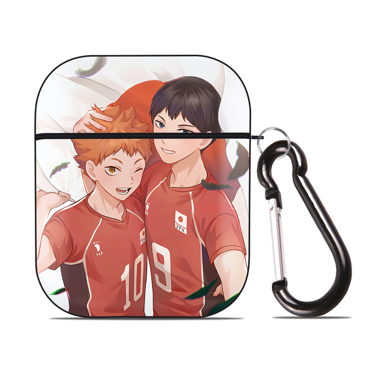 （画像用） ハイキュー!! Haikyu!! AirPods 第2世代保護ケース ハードシェル ブラック 耐衝撃・防指紋・カラビナ付き