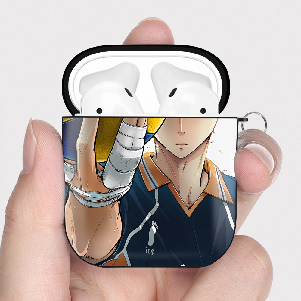（画像用） ハイキュー!! Haikyu!! AirPods 第2世代保護ケース ハードシェル ブラック 耐衝撃・防指紋・カラビナ付き