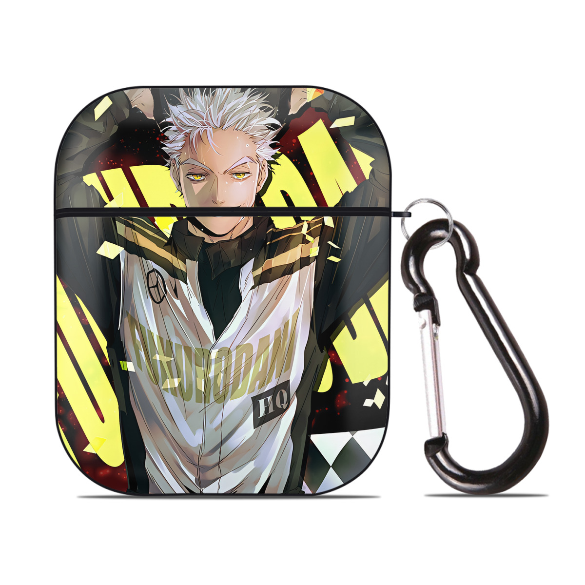 （画像用） ハイキュー!! Haikyu!! AirPods 第2世代保護ケース ハードシェル ブラック 耐衝撃・防指紋・カラビナ付き