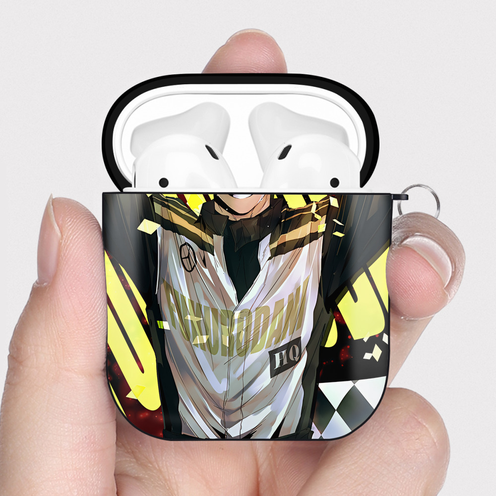 （画像用） ハイキュー!! Haikyu!! AirPods 第2世代保護ケース ハードシェル ブラック 耐衝撃・防指紋・カラビナ付き