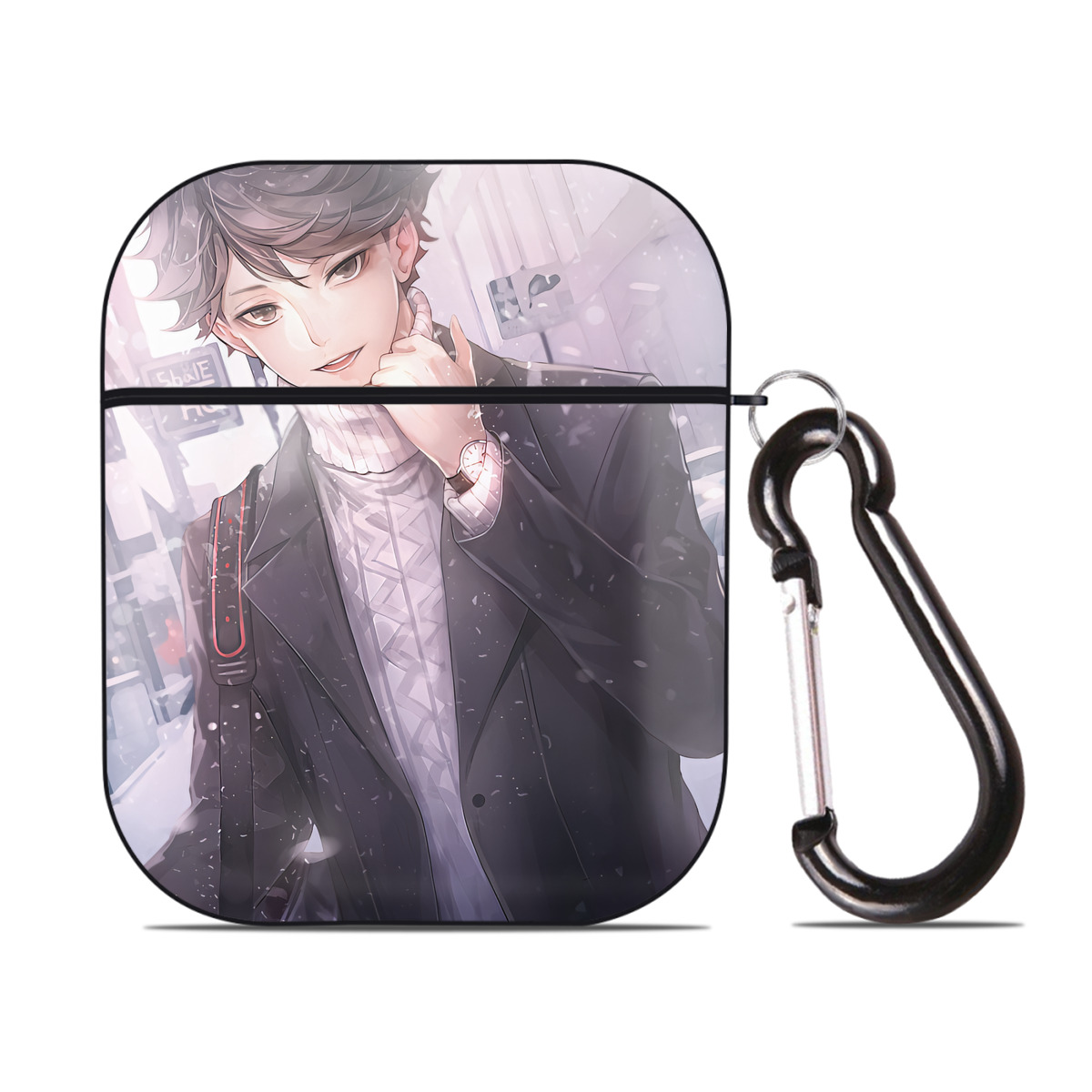 （画像用） ハイキュー!! Haikyu!! AirPods 第2世代保護ケース ハードシェル ブラック 耐衝撃・防指紋・カラビナ付き