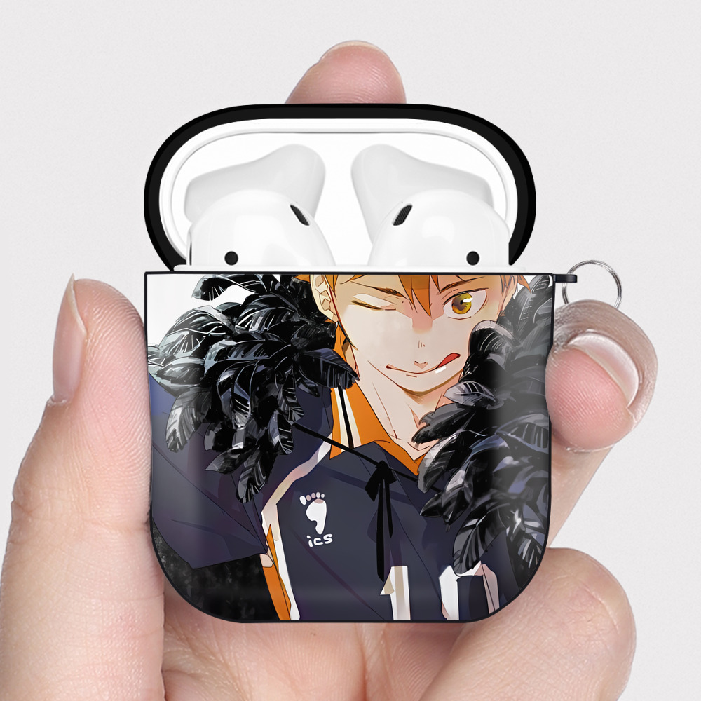 （画像用） ハイキュー!! Haikyu!! AirPods 第2世代保護ケース ハードシェル ブラック 耐衝撃・防指紋・カラビナ付き
