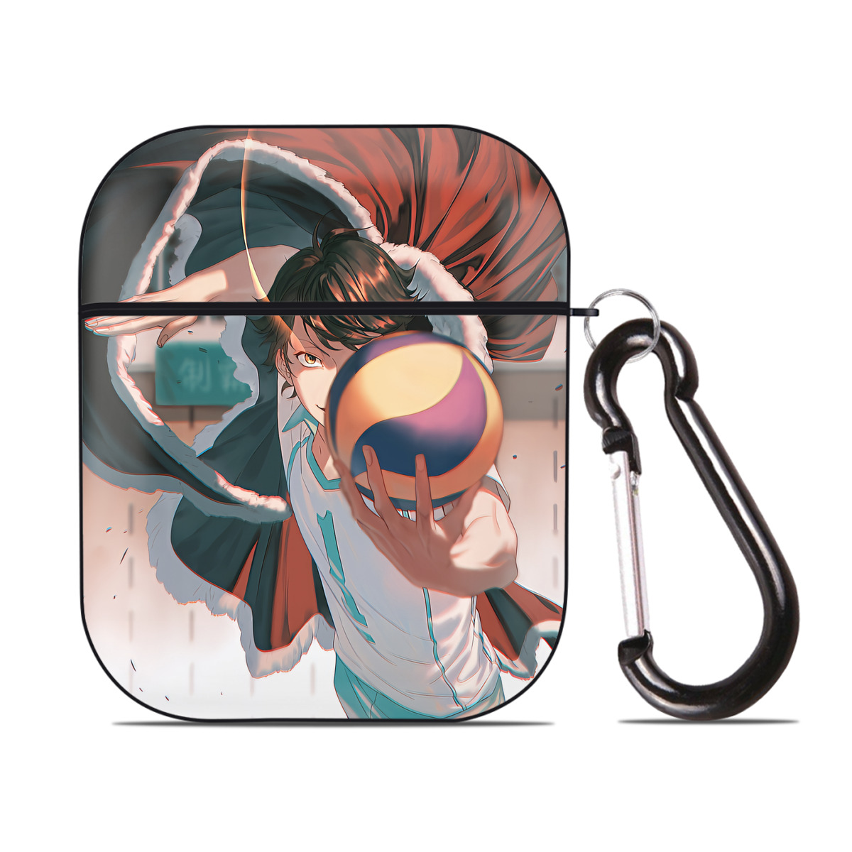 （画像用） ハイキュー!! Haikyu!! AirPods 第2世代保護ケース ハードシェル ブラック 耐衝撃・防指紋・カラビナ付き