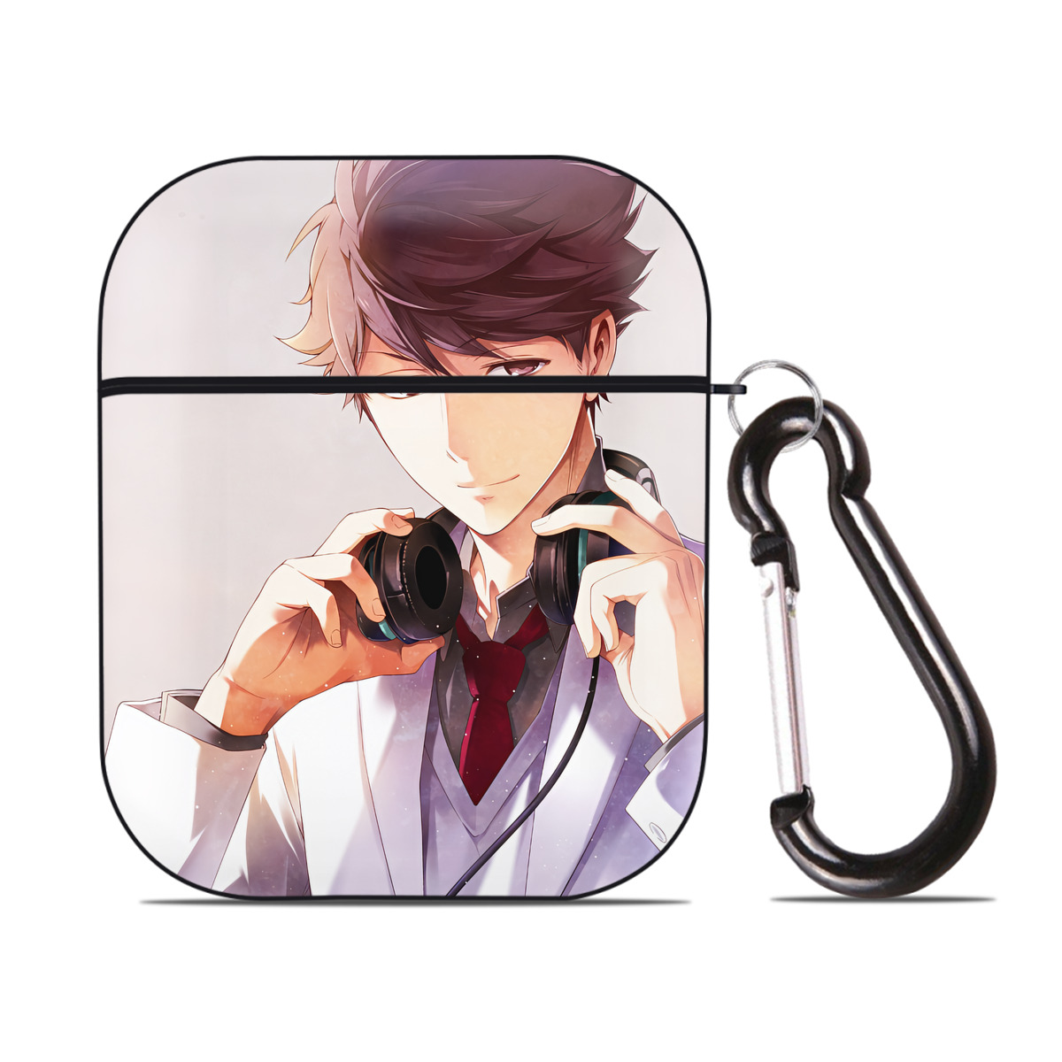 （画像用） ハイキュー!! Haikyu!! AirPods 第2世代保護ケース ハードシェル ブラック 耐衝撃・防指紋・カラビナ付き