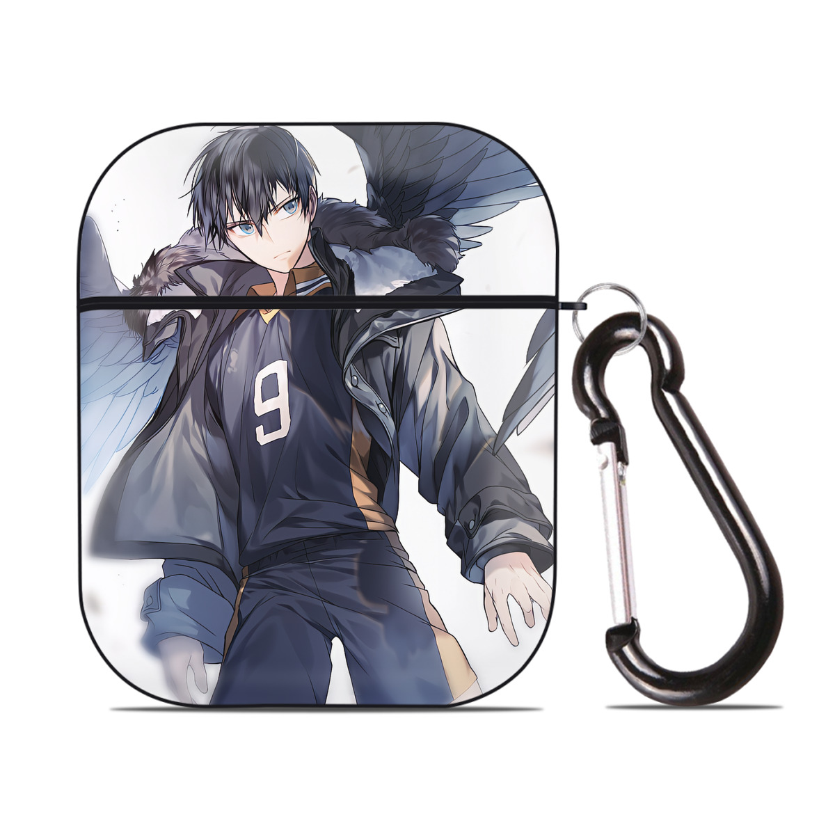 （画像用） ハイキュー!! Haikyu!! AirPods 第2世代保護ケース ハードシェル ブラック 耐衝撃・防指紋・カラビナ付き