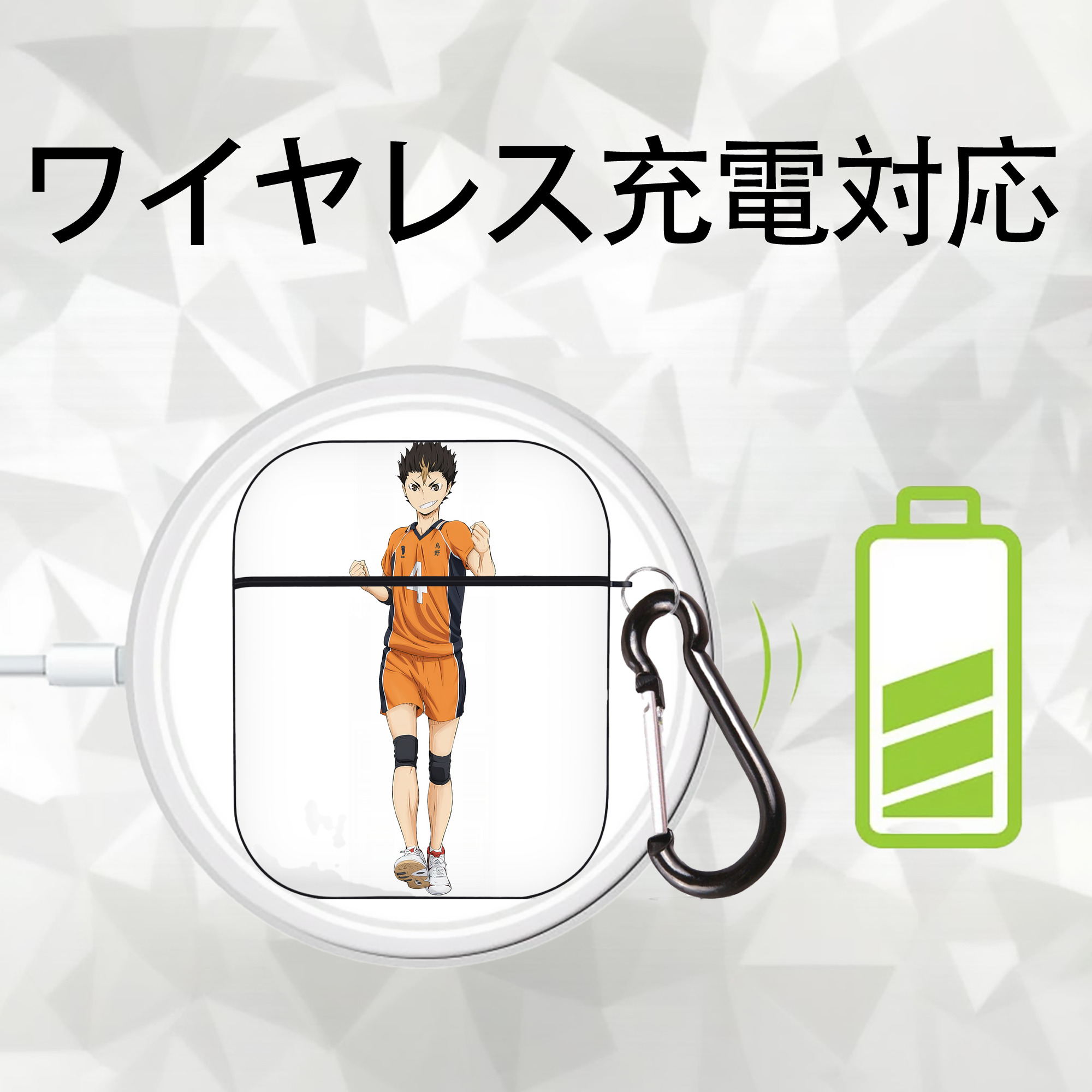 ハイキュー!! Haikyu!! AirPods 第2世代保護ケース ハードシェル ブラック 耐衝撃・防指紋・カラビナ付き