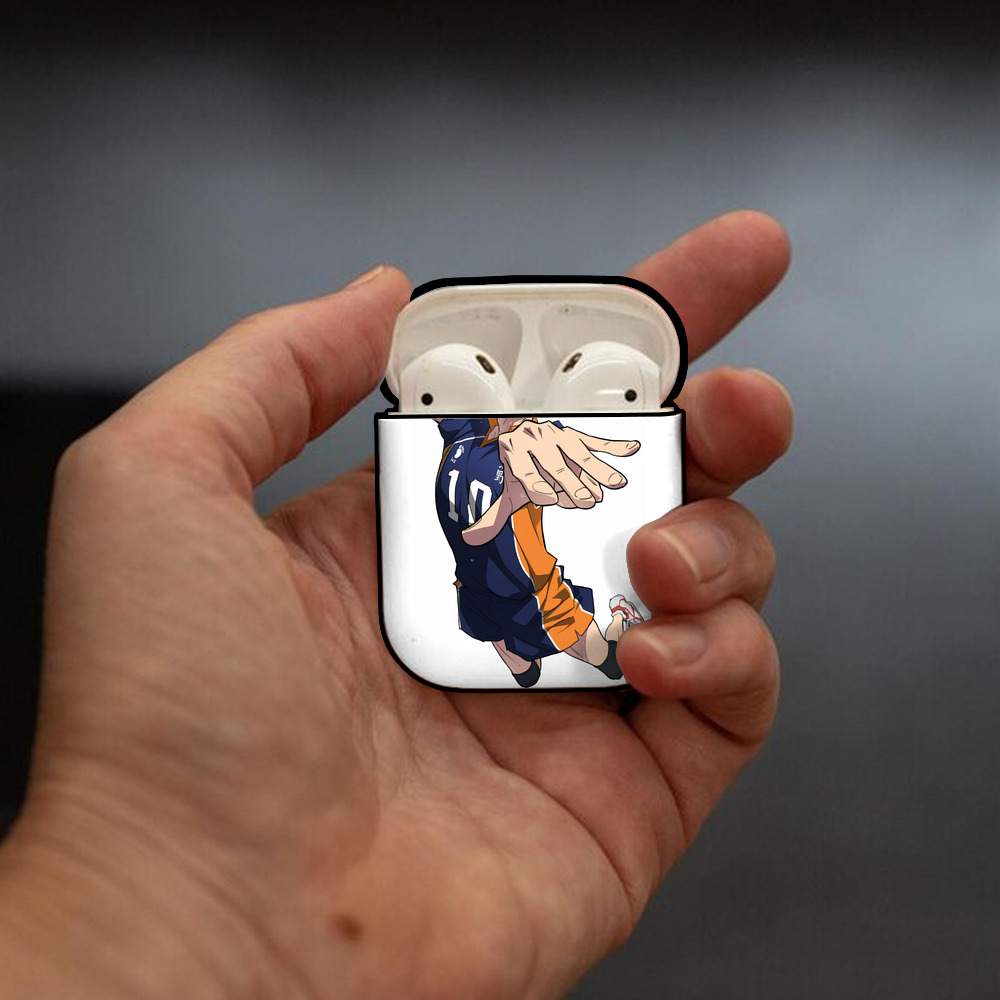ハイキュー!! Haikyu!! AirPods 第2世代保護ケース ハードシェル ブラック 耐衝撃・防指紋・カラビナ付き