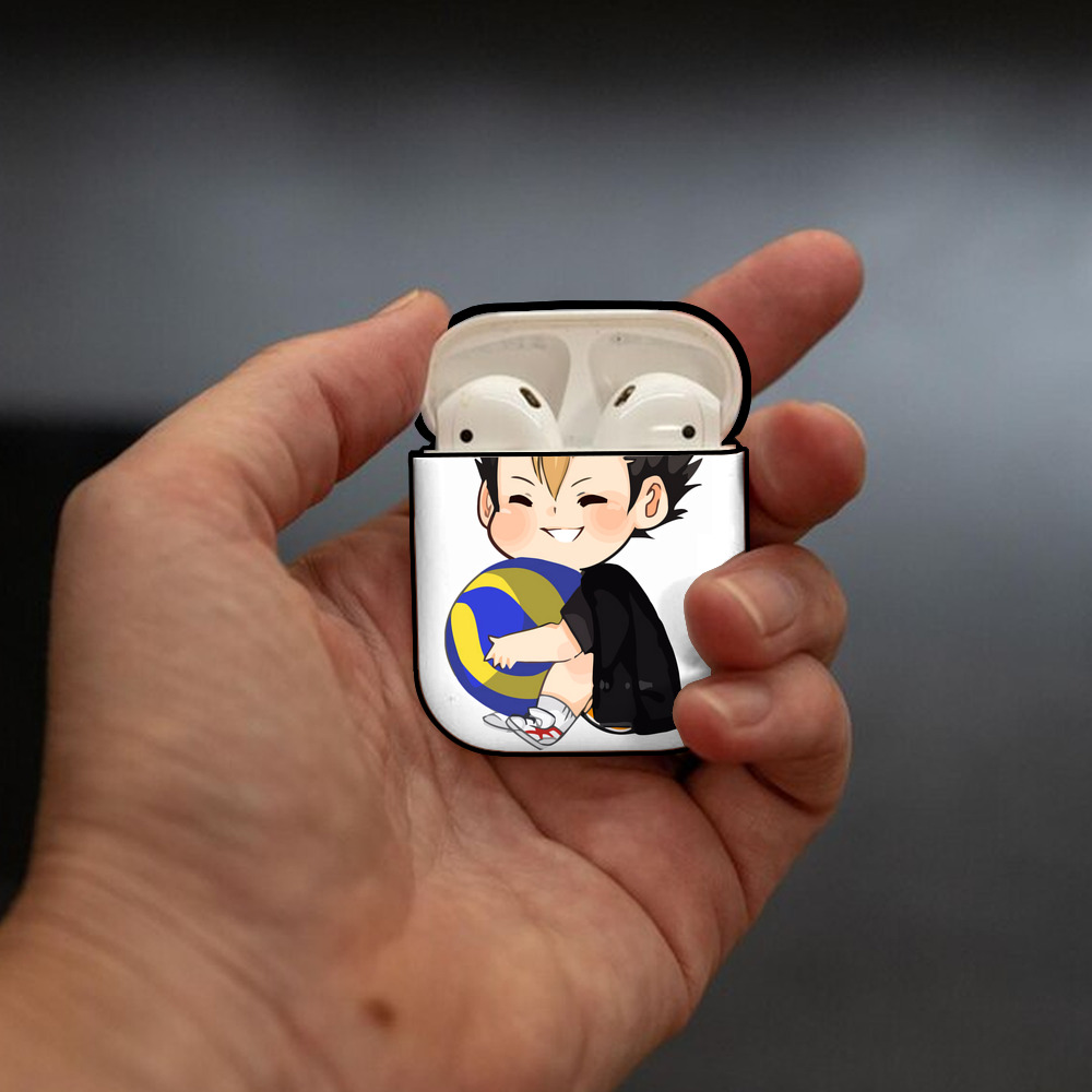 ハイキュー!! Haikyu!! AirPods 第2世代保護ケース ハードシェル ブラック 耐衝撃・防指紋・カラビナ付き