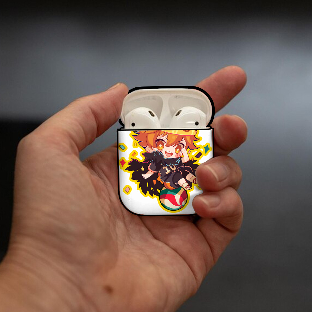 ハイキュー!! Haikyu!! AirPods 第2世代保護ケース ハードシェル ブラック 耐衝撃・防指紋・カラビナ付き