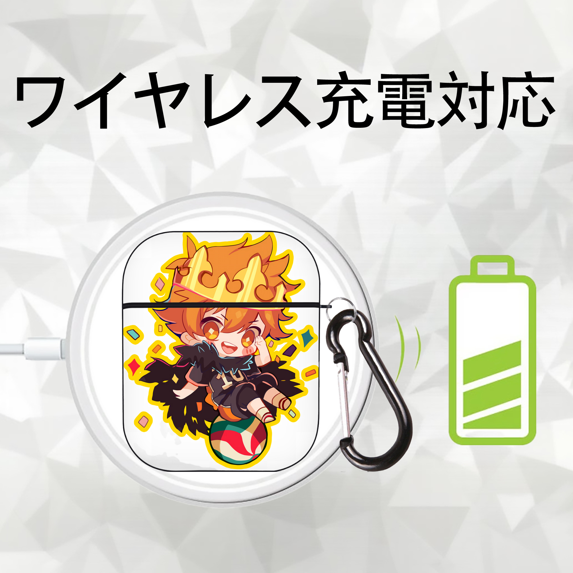 ハイキュー!! Haikyu!! AirPods 第2世代保護ケース ハードシェル ブラック 耐衝撃・防指紋・カラビナ付き