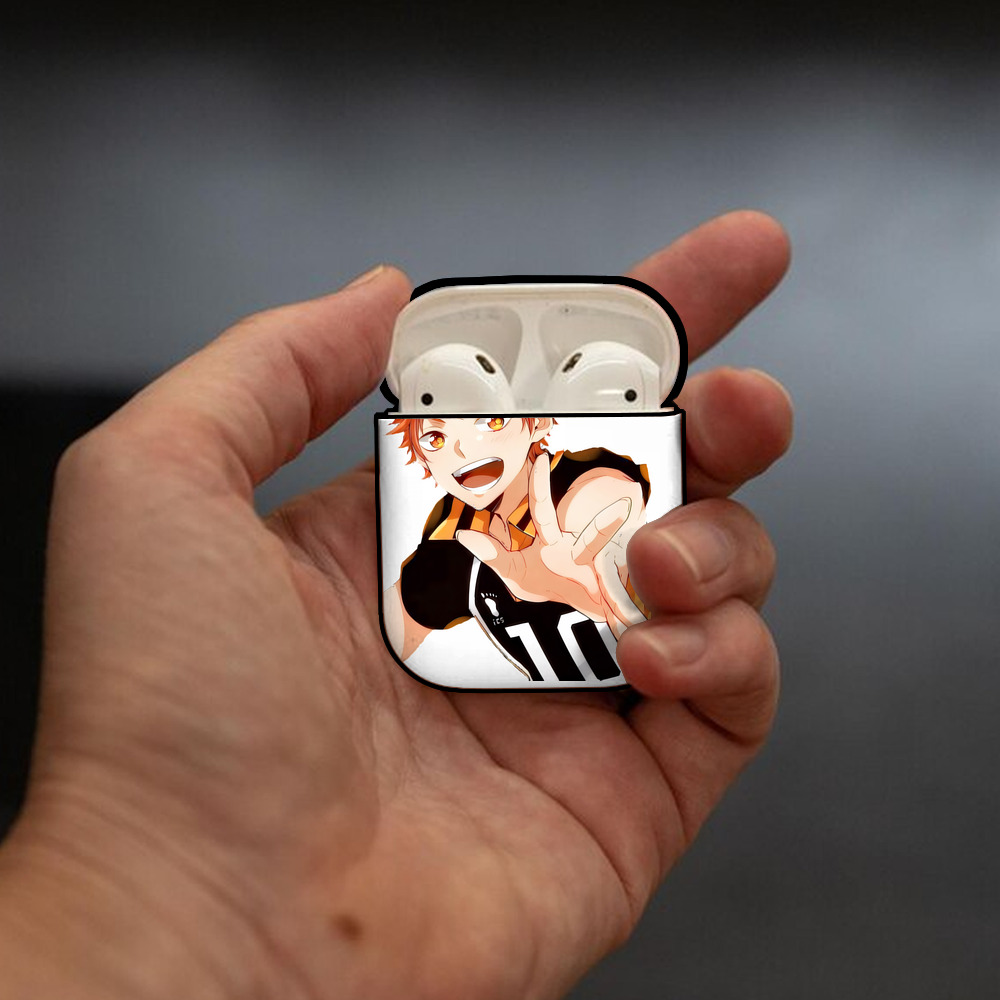 ハイキュー!! Haikyu!! AirPods 第2世代保護ケース ハードシェル ブラック 耐衝撃・防指紋・カラビナ付き