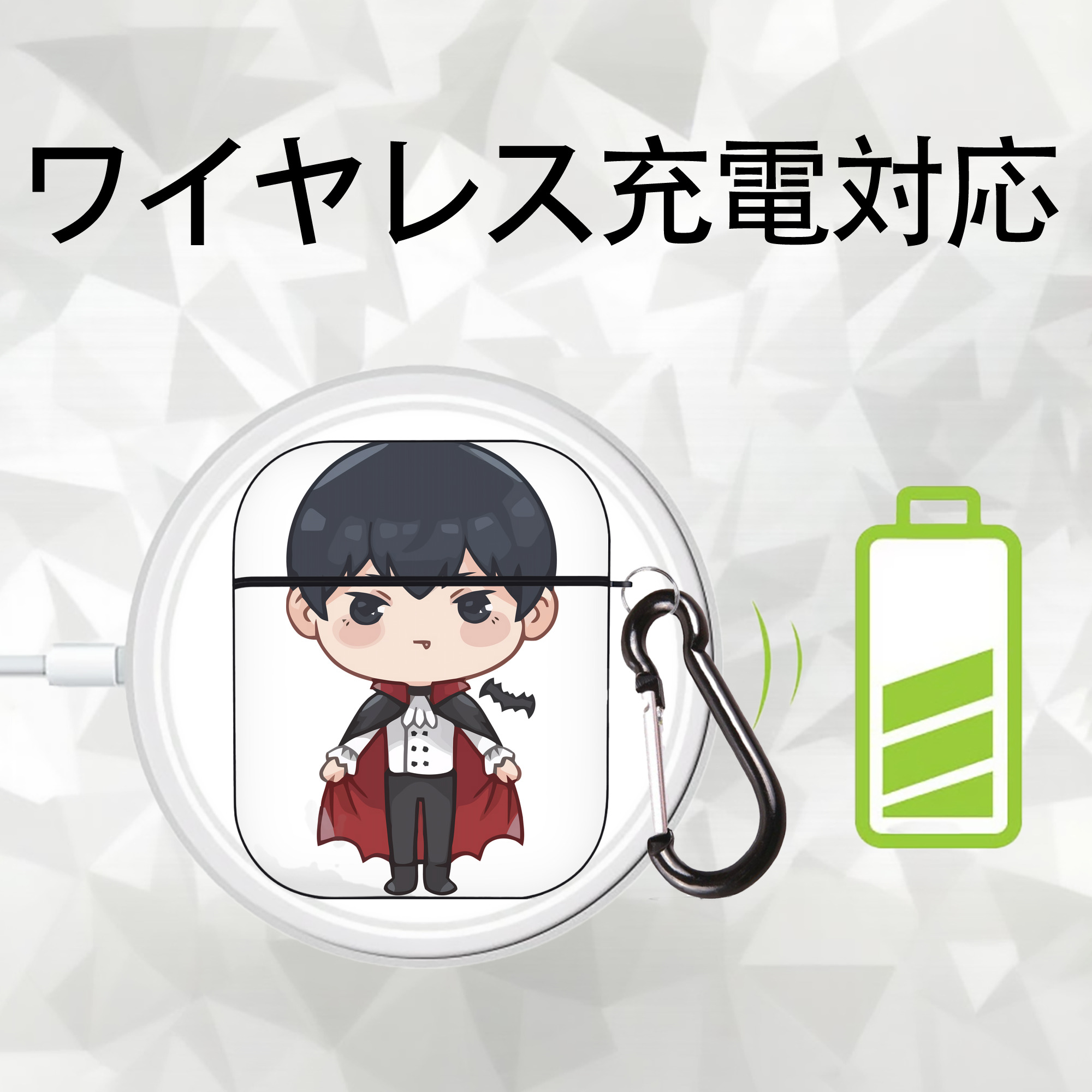 ハイキュー!! Haikyu!! AirPods 第2世代保護ケース ハードシェル ブラック 耐衝撃・防指紋・カラビナ付き