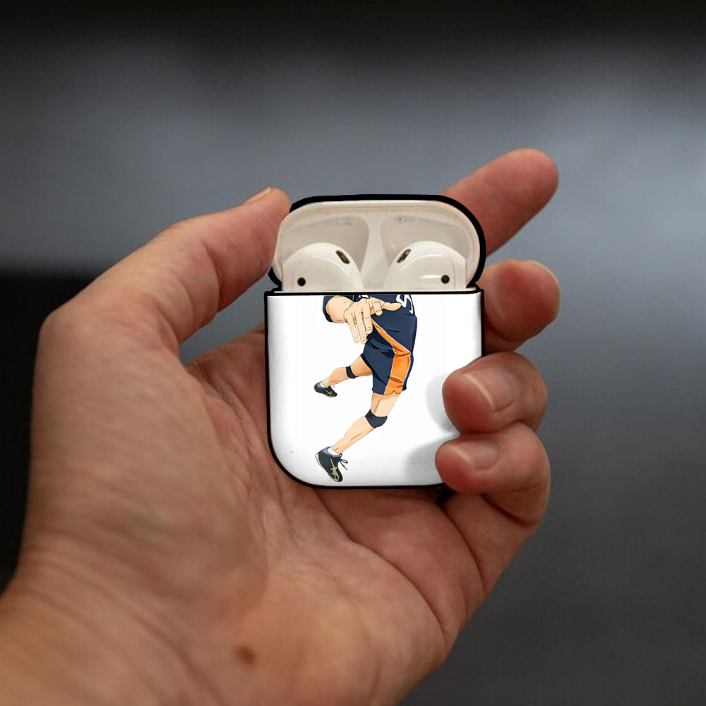 ハイキュー!! Haikyu!! AirPods 第2世代保護ケース ハードシェル ブラック 耐衝撃・防指紋・カラビナ付き