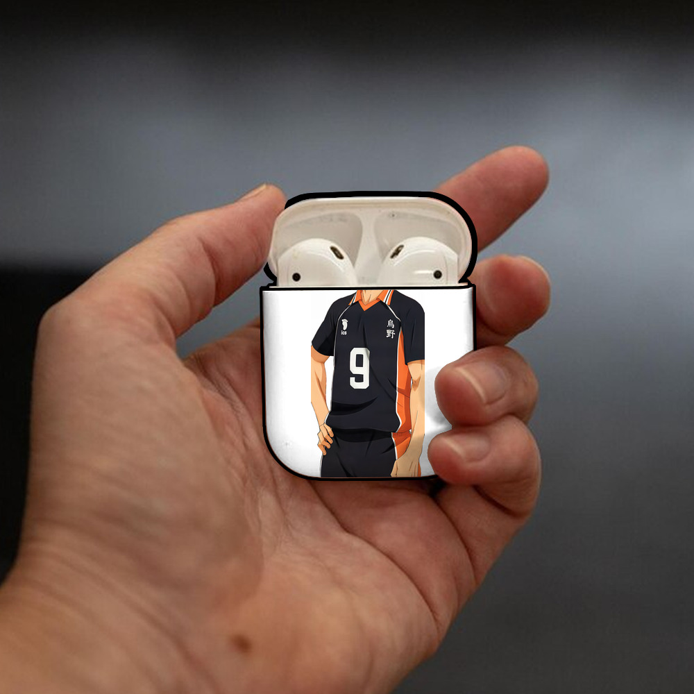 ハイキュー!! Haikyu!! AirPods 第2世代保護ケース ハードシェル ブラック 耐衝撃・防指紋・カラビナ付き