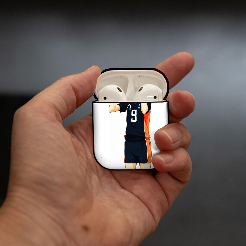 ハイキュー!! Haikyu!! AirPods 第2世代保護ケース ハードシェル ブラック 耐衝撃・防指紋・カラビナ付き