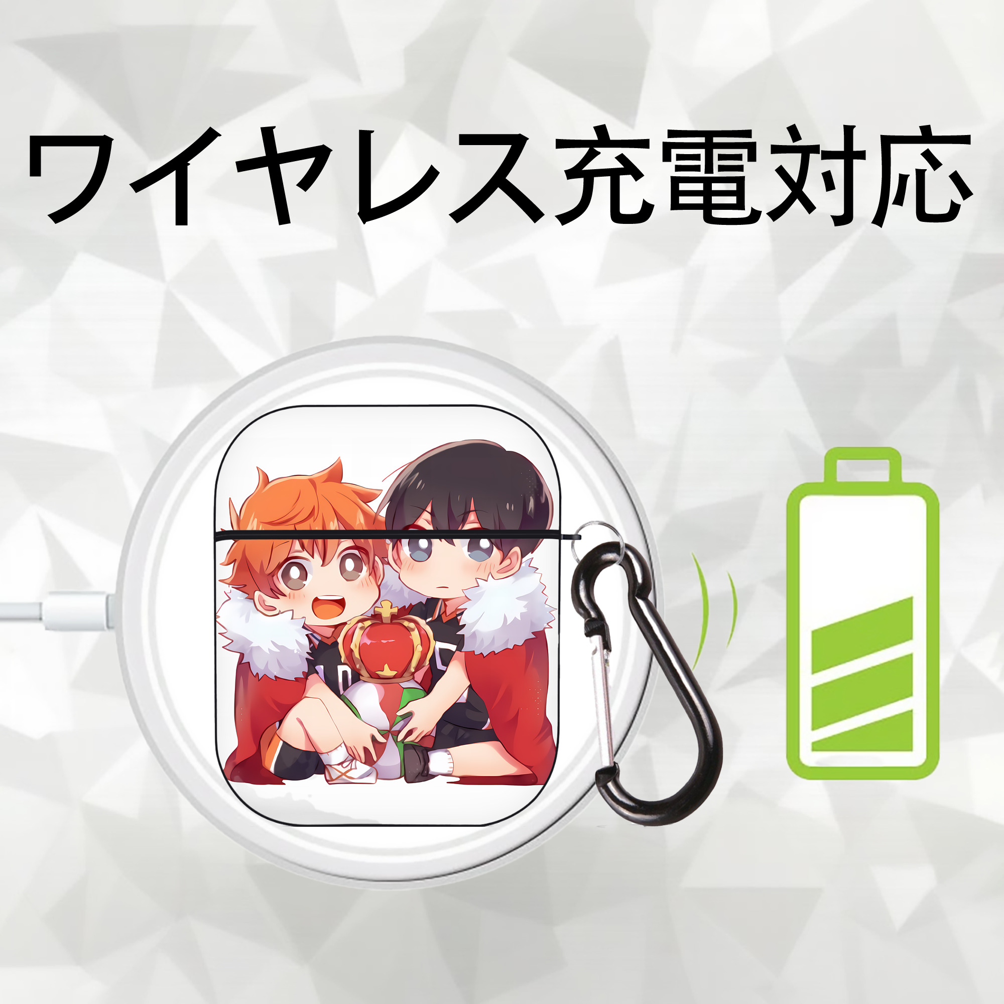 ハイキュー!! Haikyu!! AirPods 第2世代保護ケース ハードシェル ブラック 耐衝撃・防指紋・カラビナ付き
