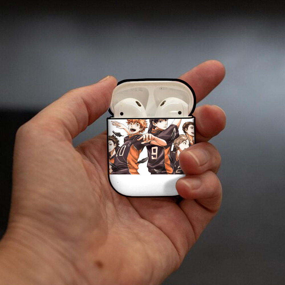 ハイキュー!! Haikyu!! AirPods 第2世代保護ケース ハードシェル ブラック 耐衝撃・防指紋・カラビナ付き