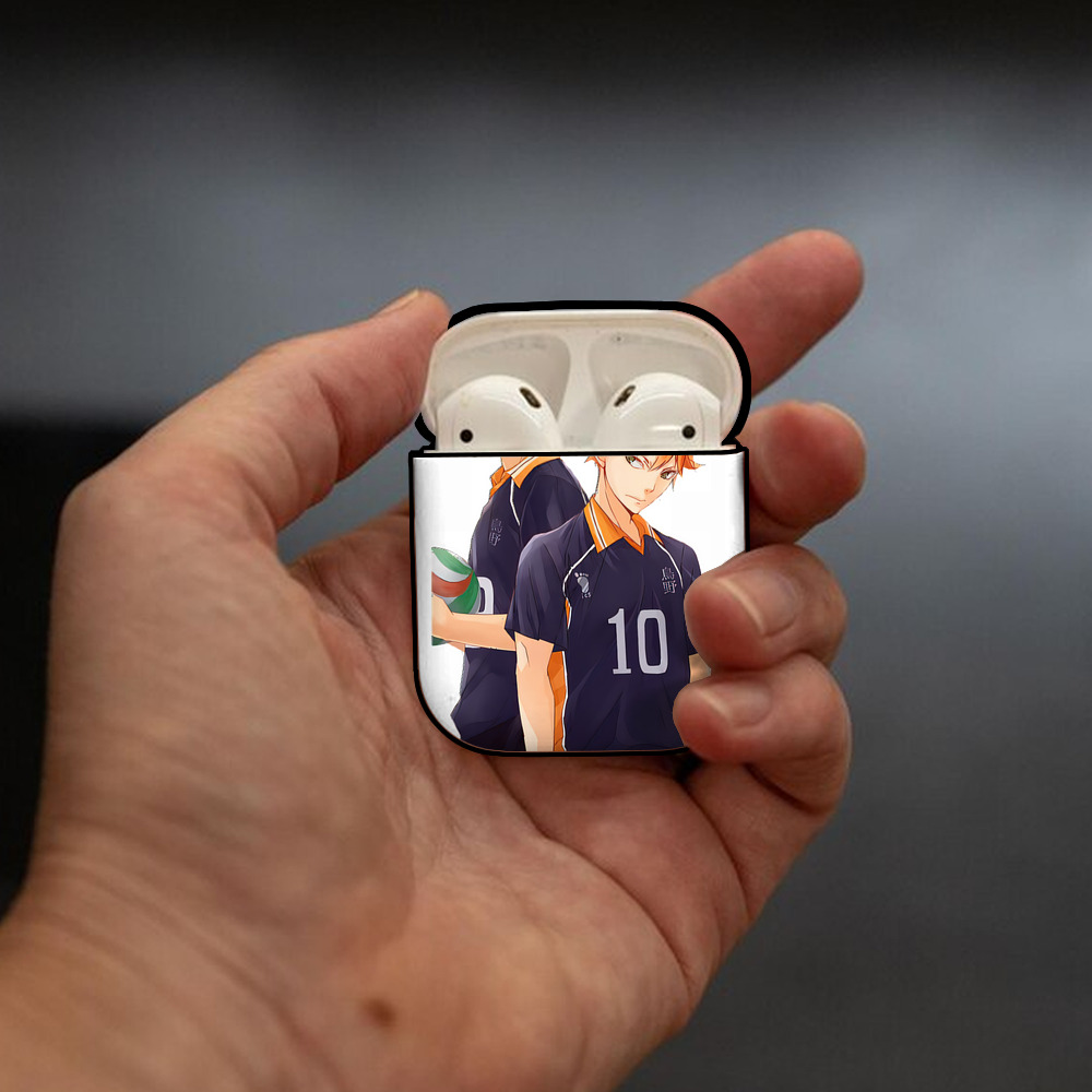 ハイキュー!! Haikyu!! AirPods 第2世代保護ケース ハードシェル ブラック 耐衝撃・防指紋・カラビナ付き