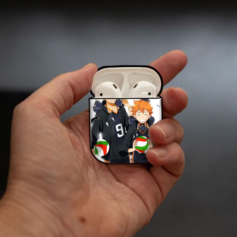 ハイキュー!! Haikyu!! AirPods 第2世代保護ケース ハードシェル ブラック 耐衝撃・防指紋・カラビナ付き