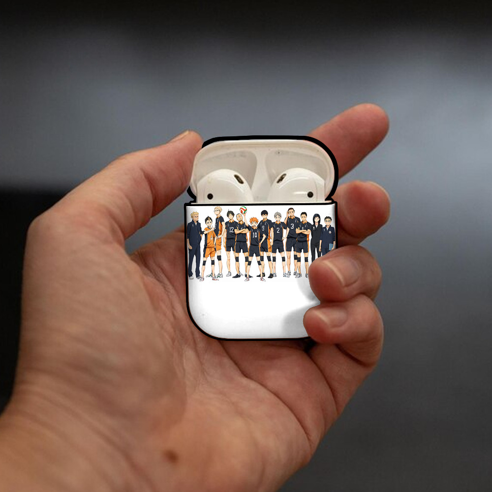 ハイキュー!! Haikyu!! AirPods 第2世代保護ケース ハードシェル ブラック 耐衝撃・防指紋・カラビナ付き