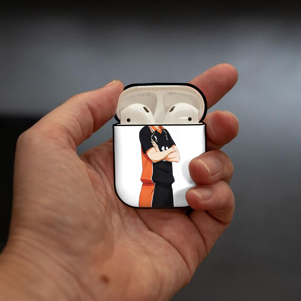 ハイキュー!! Haikyu!! AirPods 第2世代保護ケース ハードシェル ブラック 耐衝撃・防指紋・カラビナ付き