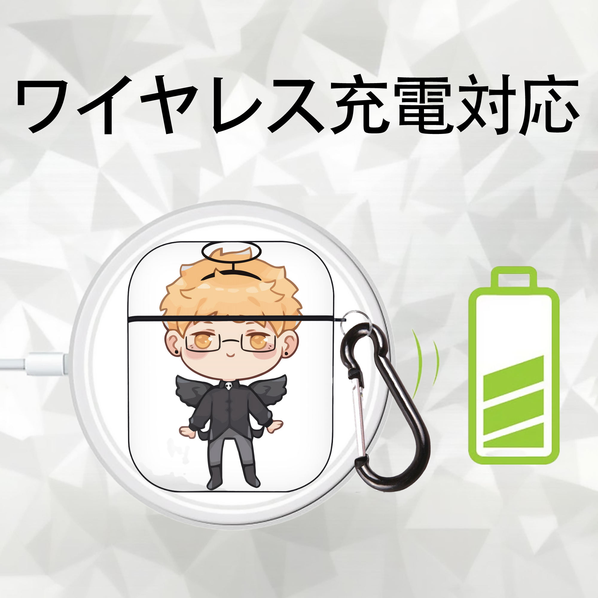 ハイキュー!! Haikyu!! AirPods 第2世代保護ケース ハードシェル ブラック 耐衝撃・防指紋・カラビナ付き