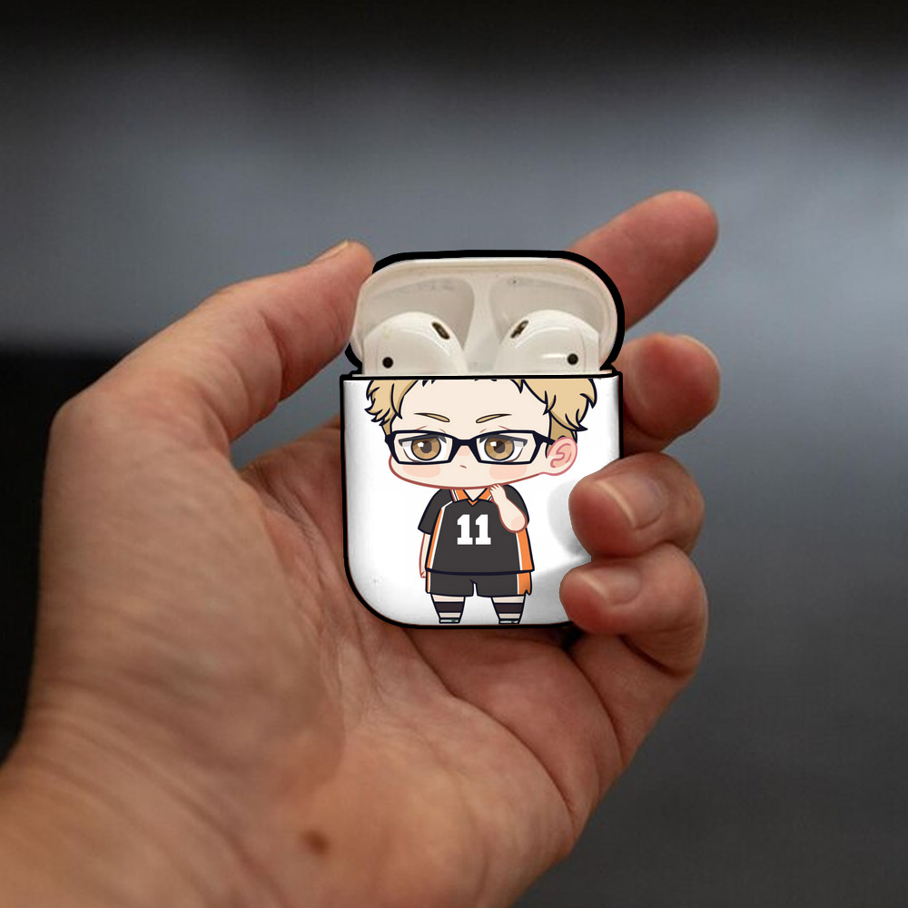 ハイキュー!! Haikyu!! AirPods 第2世代保護ケース ハードシェル ブラック 耐衝撃・防指紋・カラビナ付き