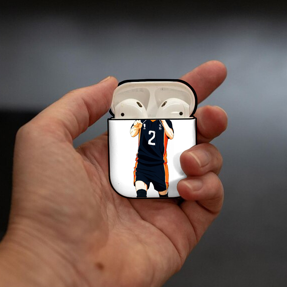 ハイキュー!! Haikyu!! AirPods 第2世代保護ケース ハードシェル ブラック 耐衝撃・防指紋・カラビナ付き