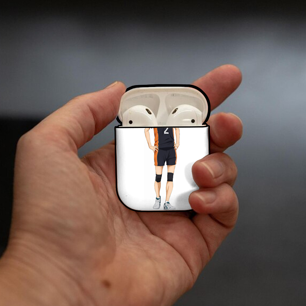 ハイキュー!! Haikyu!! AirPods 第2世代保護ケース ハードシェル ブラック 耐衝撃・防指紋・カラビナ付き