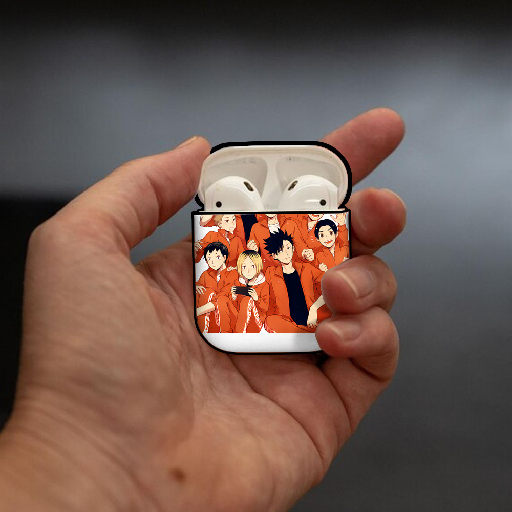 ハイキュー!! Haikyu!! AirPods 第2世代保護ケース ハードシェル ブラック 耐衝撃・防指紋・カラビナ付き