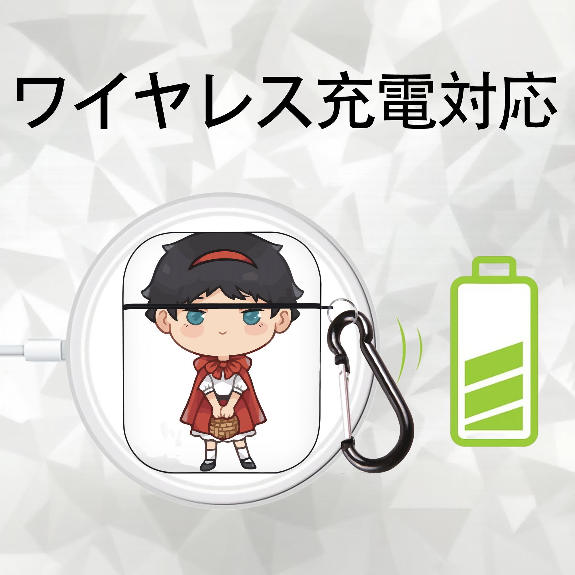 ハイキュー!! Haikyu!! AirPods 第2世代保護ケース ハードシェル ブラック 耐衝撃・防指紋・カラビナ付き