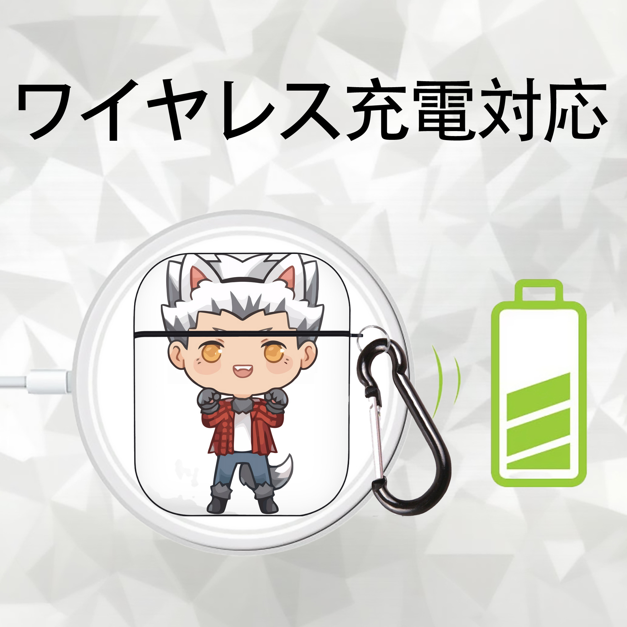 ハイキュー!! Haikyu!! AirPods 第2世代保護ケース ハードシェル ブラック 耐衝撃・防指紋・カラビナ付き