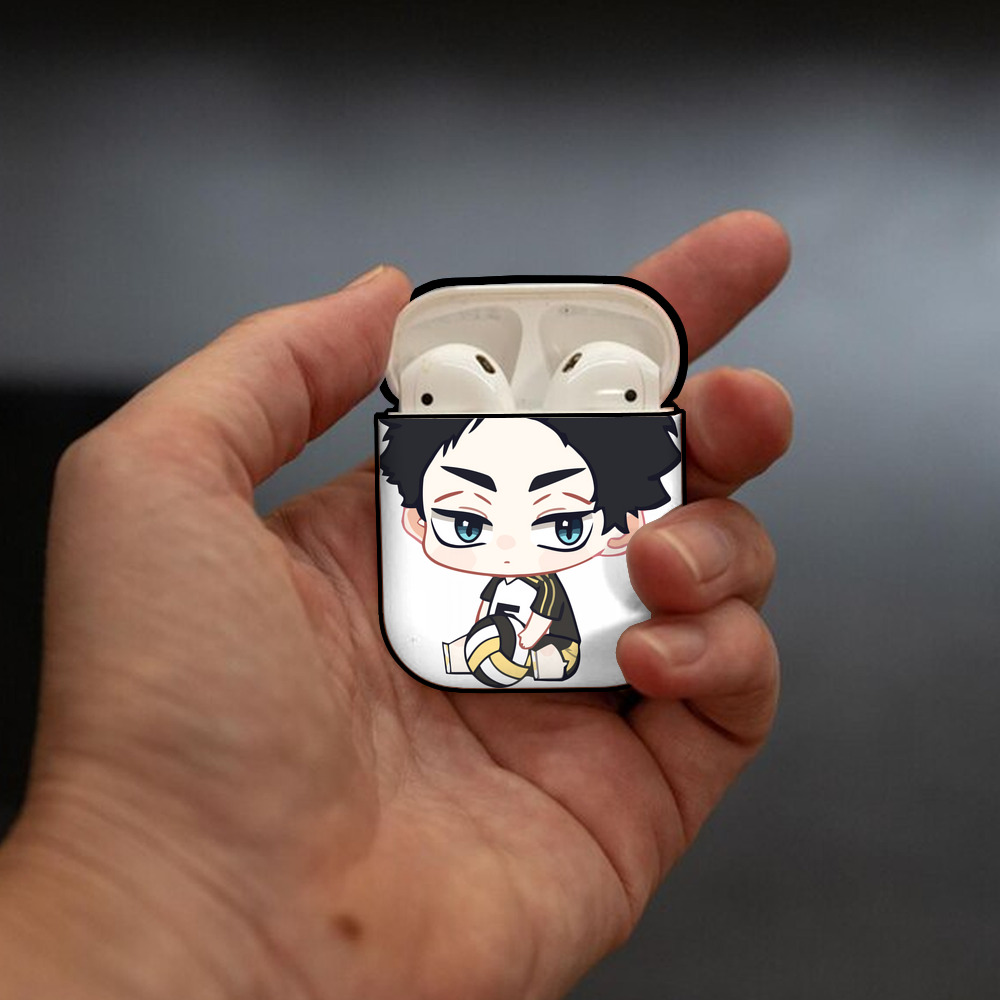 ハイキュー!! Haikyu!! AirPods 第2世代保護ケース ハードシェル ブラック 耐衝撃・防指紋・カラビナ付き