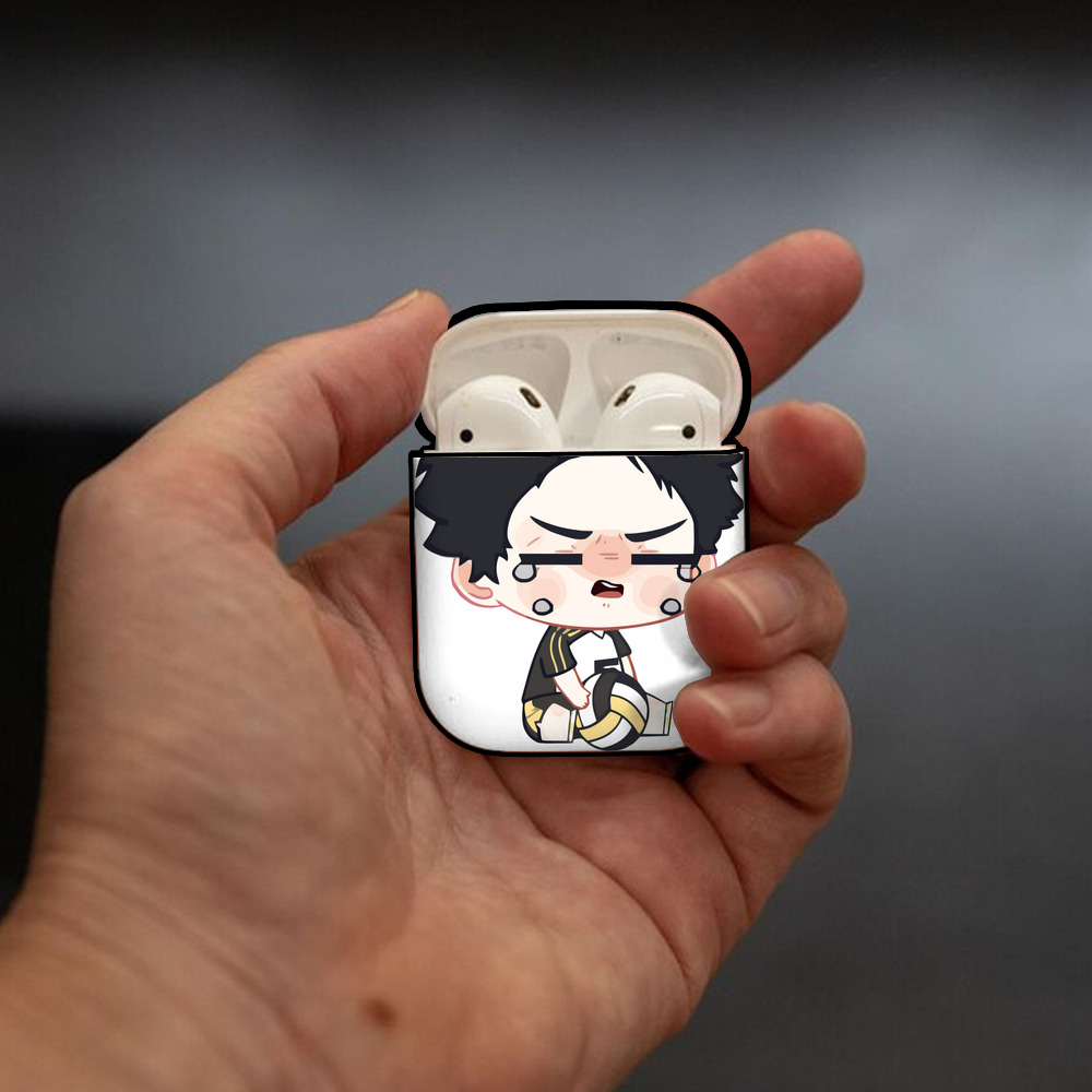 ハイキュー!! Haikyu!! AirPods 第2世代保護ケース ハードシェル ブラック 耐衝撃・防指紋・カラビナ付き