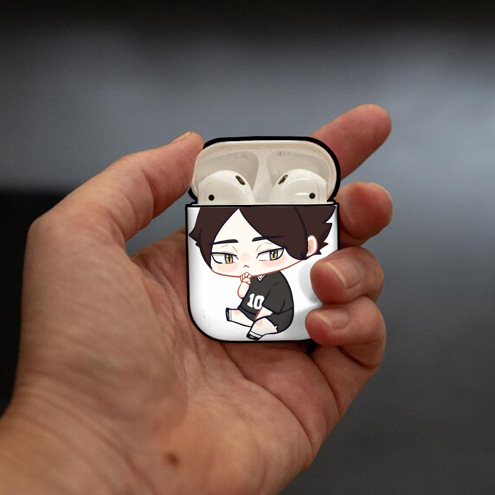 ハイキュー!! Haikyu!! AirPods 第2世代保護ケース ハードシェル ブラック 耐衝撃・防指紋・カラビナ付き