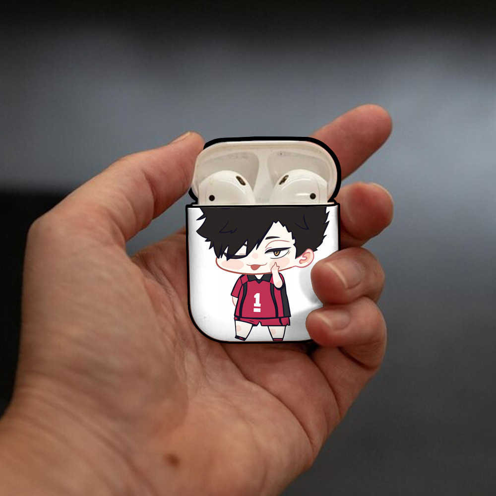 ハイキュー!! Haikyu!! AirPods 第2世代保護ケース ハードシェル ブラック 耐衝撃・防指紋・カラビナ付き