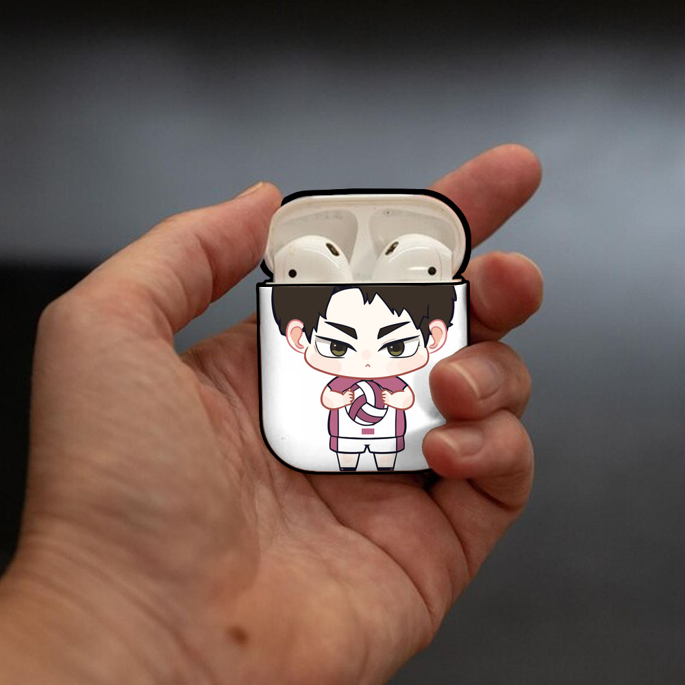 ハイキュー!! Haikyu!! AirPods 第2世代保護ケース ハードシェル ブラック 耐衝撃・防指紋・カラビナ付き