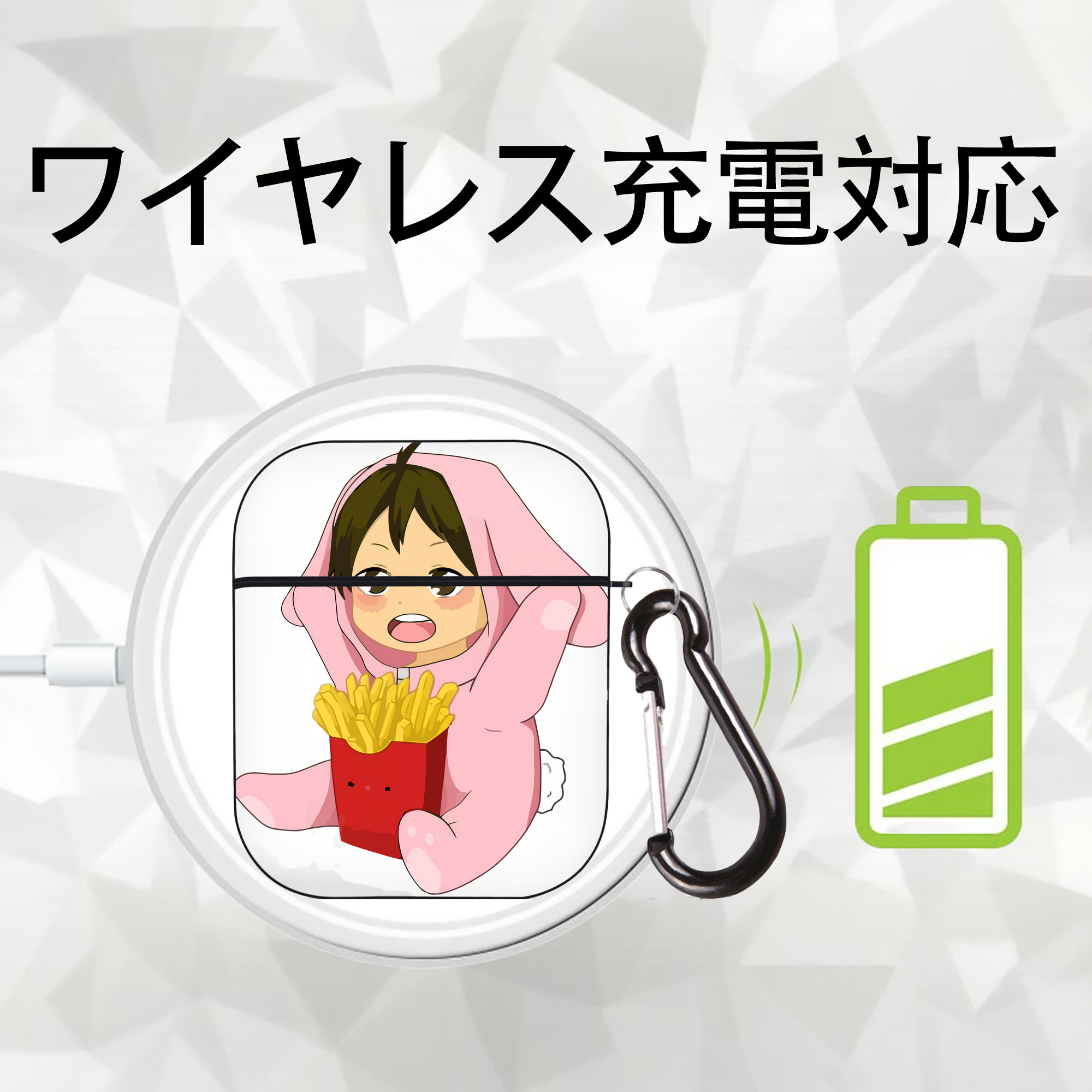 ハイキュー!! Haikyu!! AirPods 第2世代保護ケース ハードシェル ブラック 耐衝撃・防指紋・カラビナ付き