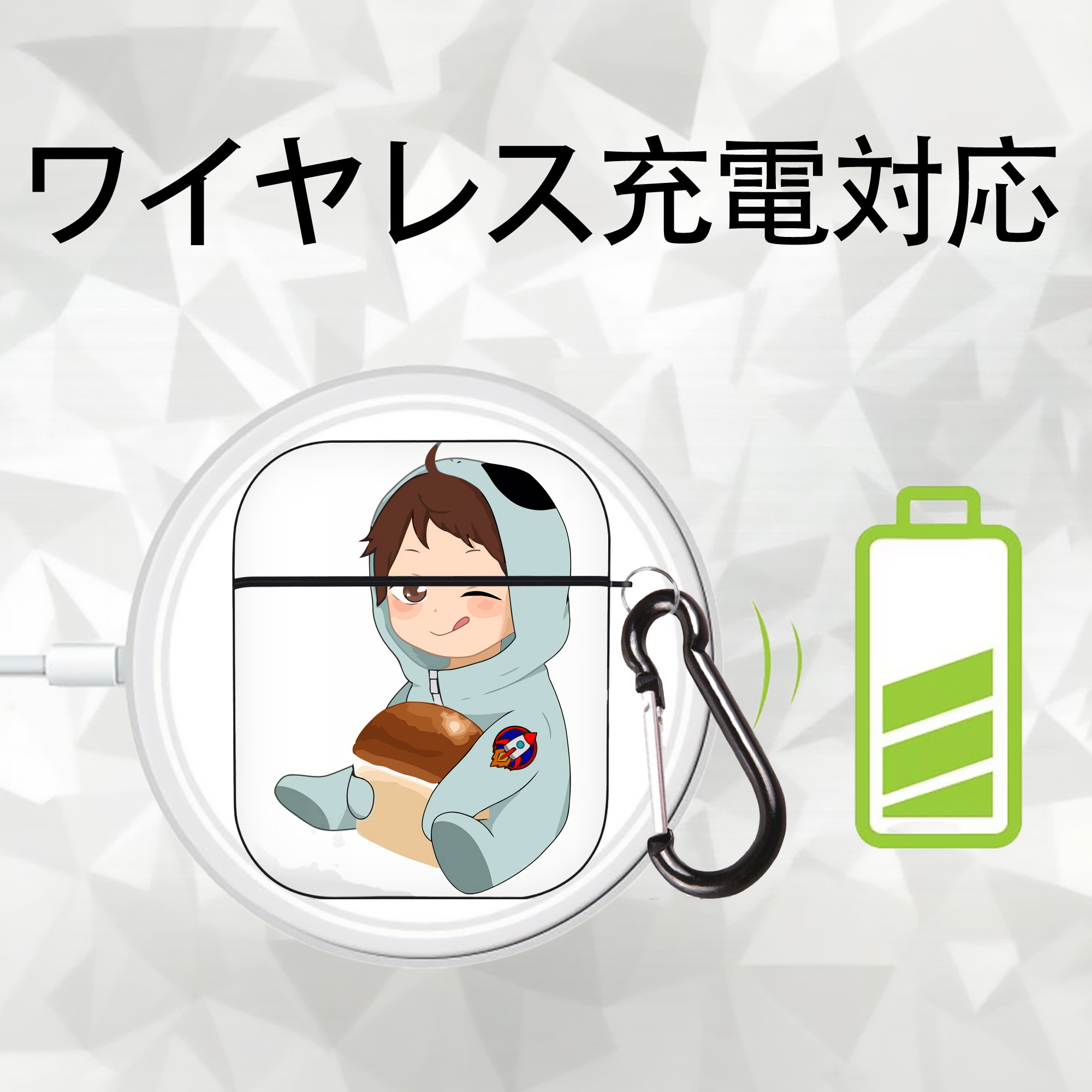 ハイキュー!! Haikyu!! AirPods 第2世代保護ケース ハードシェル ブラック 耐衝撃・防指紋・カラビナ付き