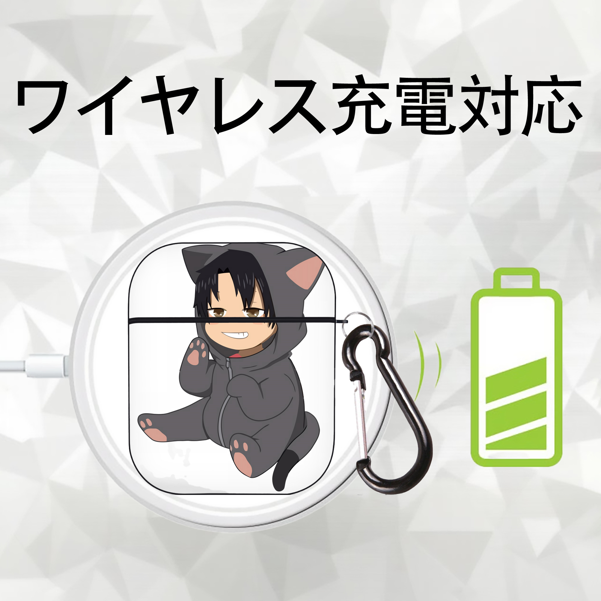 ハイキュー!! Haikyu!! AirPods 第2世代保護ケース ハードシェル ブラック 耐衝撃・防指紋・カラビナ付き