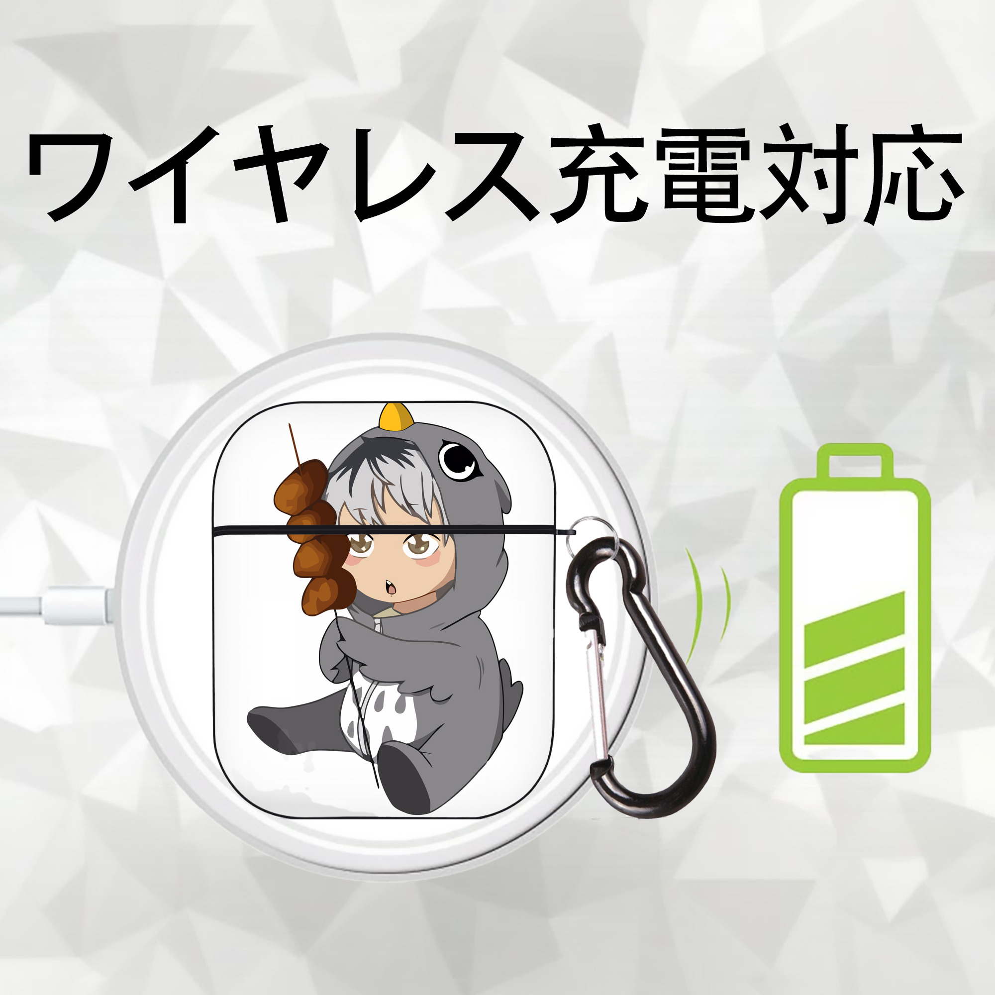 ハイキュー!! Haikyu!! AirPods 第2世代保護ケース ハードシェル ブラック 耐衝撃・防指紋・カラビナ付き