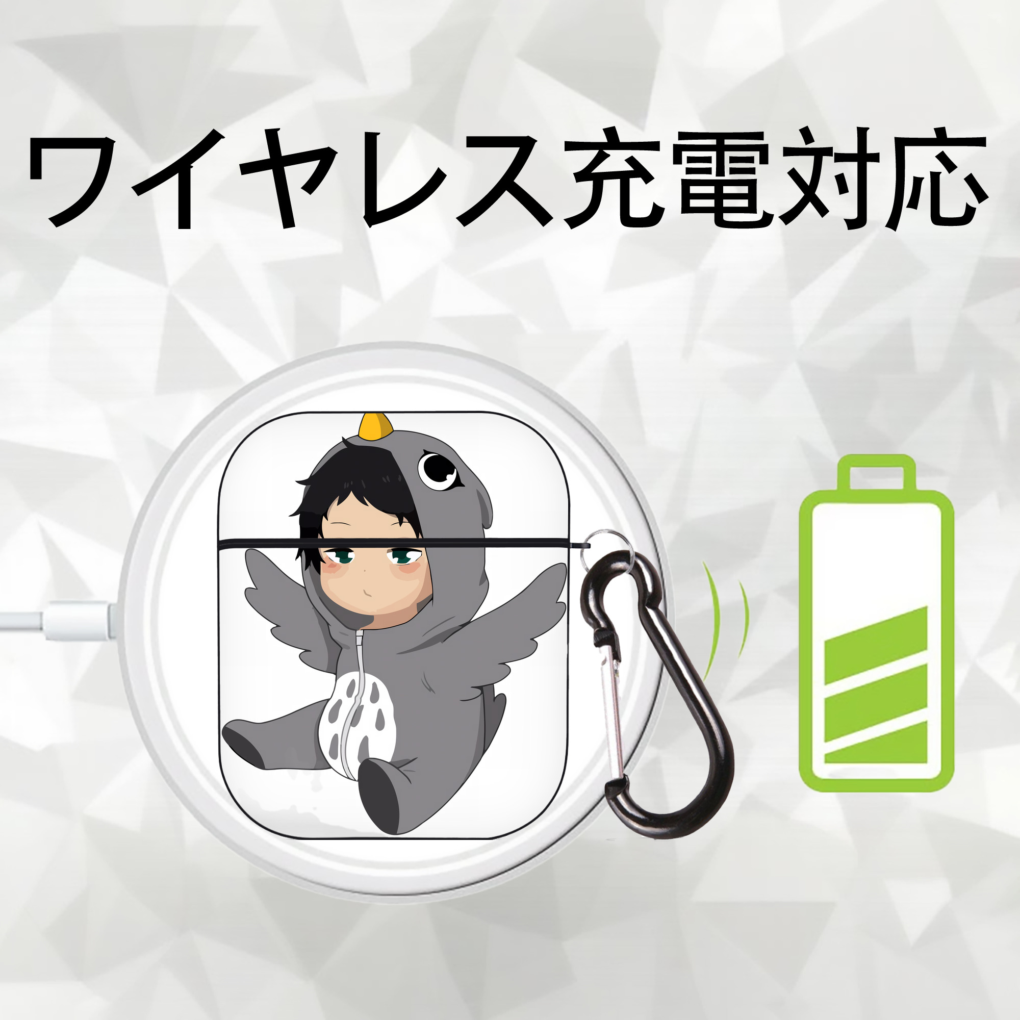 ハイキュー!! Haikyu!! AirPods 第2世代保護ケース ハードシェル ブラック 耐衝撃・防指紋・カラビナ付き