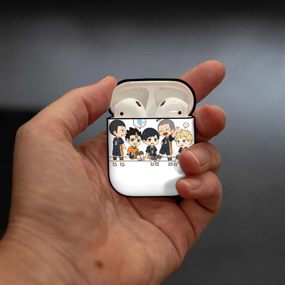 ハイキュー!! Haikyu!! AirPods 第2世代保護ケース ハードシェル ブラック 耐衝撃・防指紋・カラビナ付き