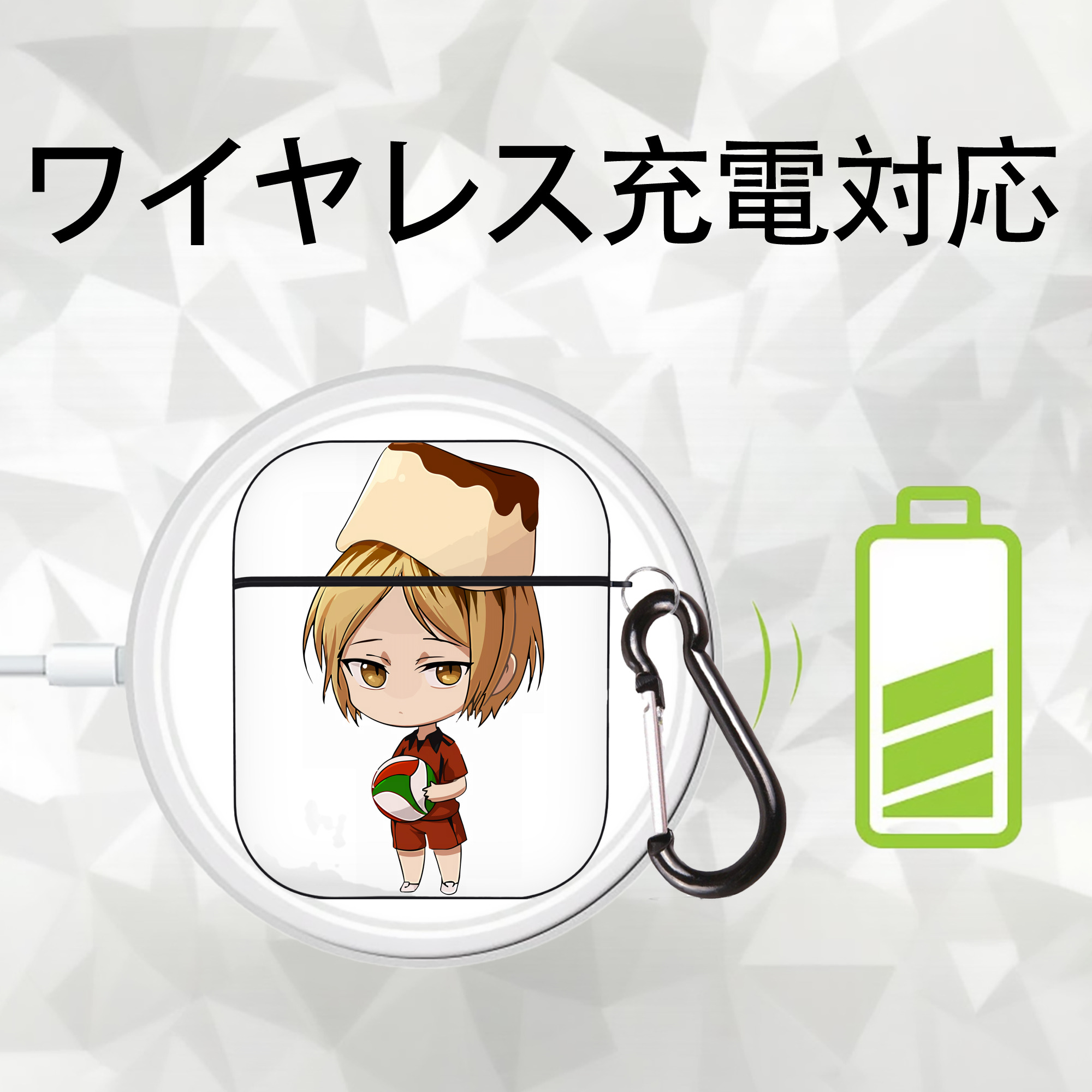 ハイキュー!! Haikyu!! AirPods 第2世代保護ケース ハードシェル ブラック 耐衝撃・防指紋・カラビナ付き
