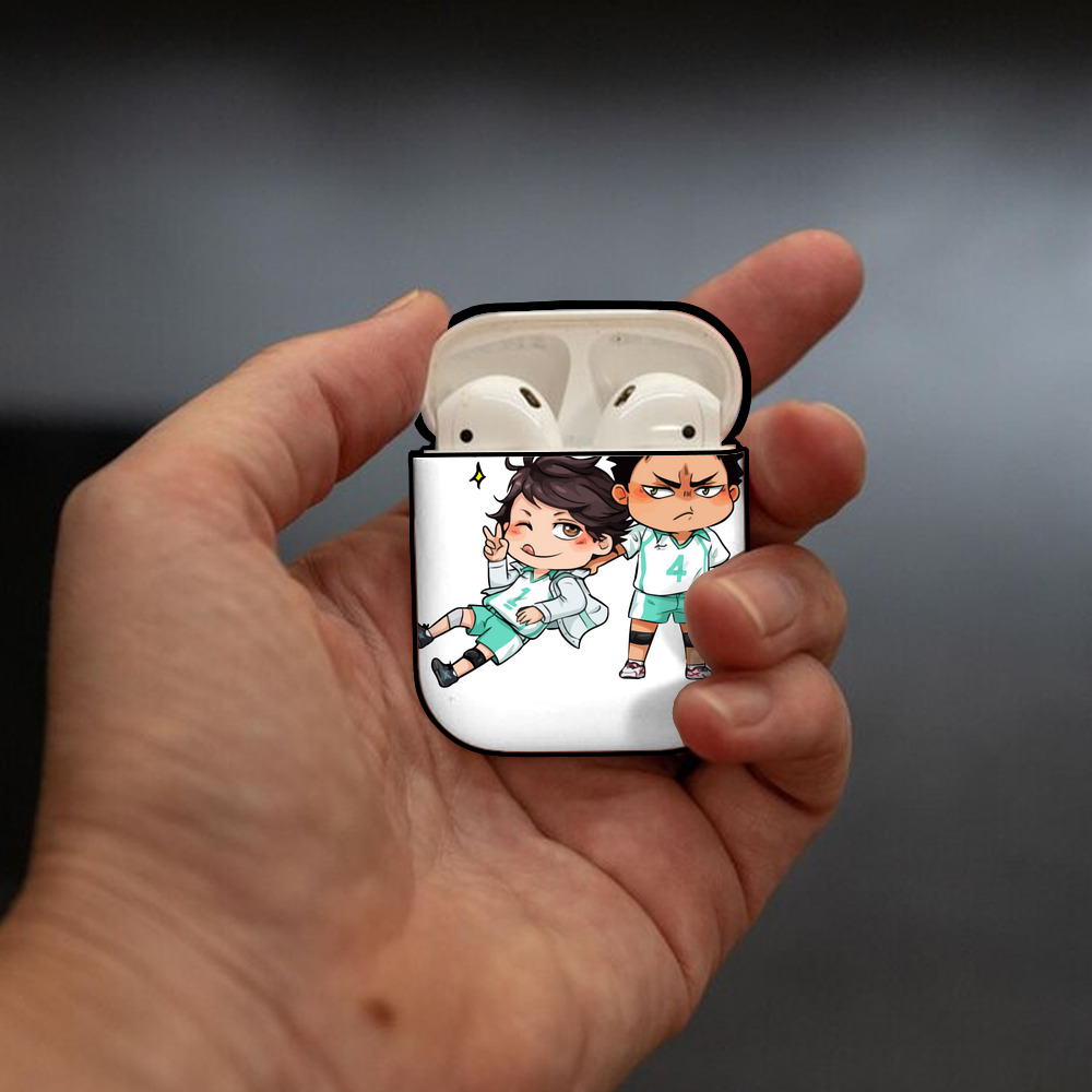 ハイキュー!! Haikyu!! AirPods 第2世代保護ケース ハードシェル ブラック 耐衝撃・防指紋・カラビナ付き