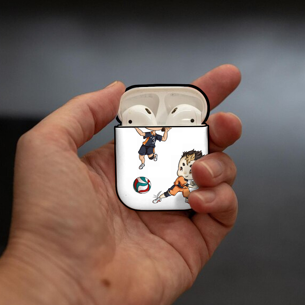 ハイキュー!! Haikyu!! AirPods 第2世代保護ケース ハードシェル ブラック 耐衝撃・防指紋・カラビナ付き