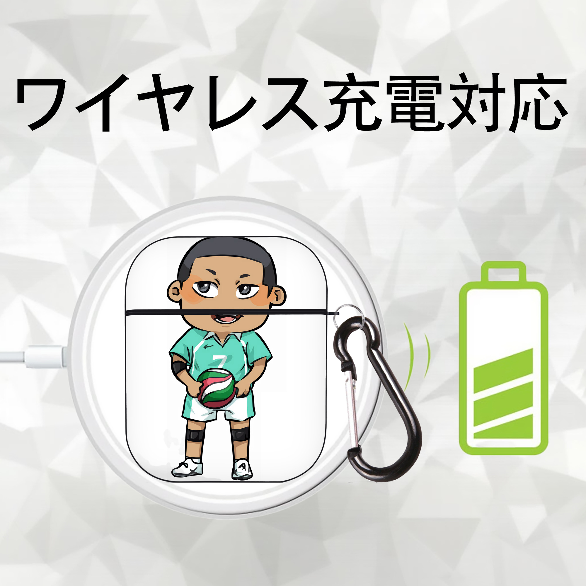 ハイキュー!! Haikyu!! AirPods 第2世代保護ケース ハードシェル ブラック 耐衝撃・防指紋・カラビナ付き