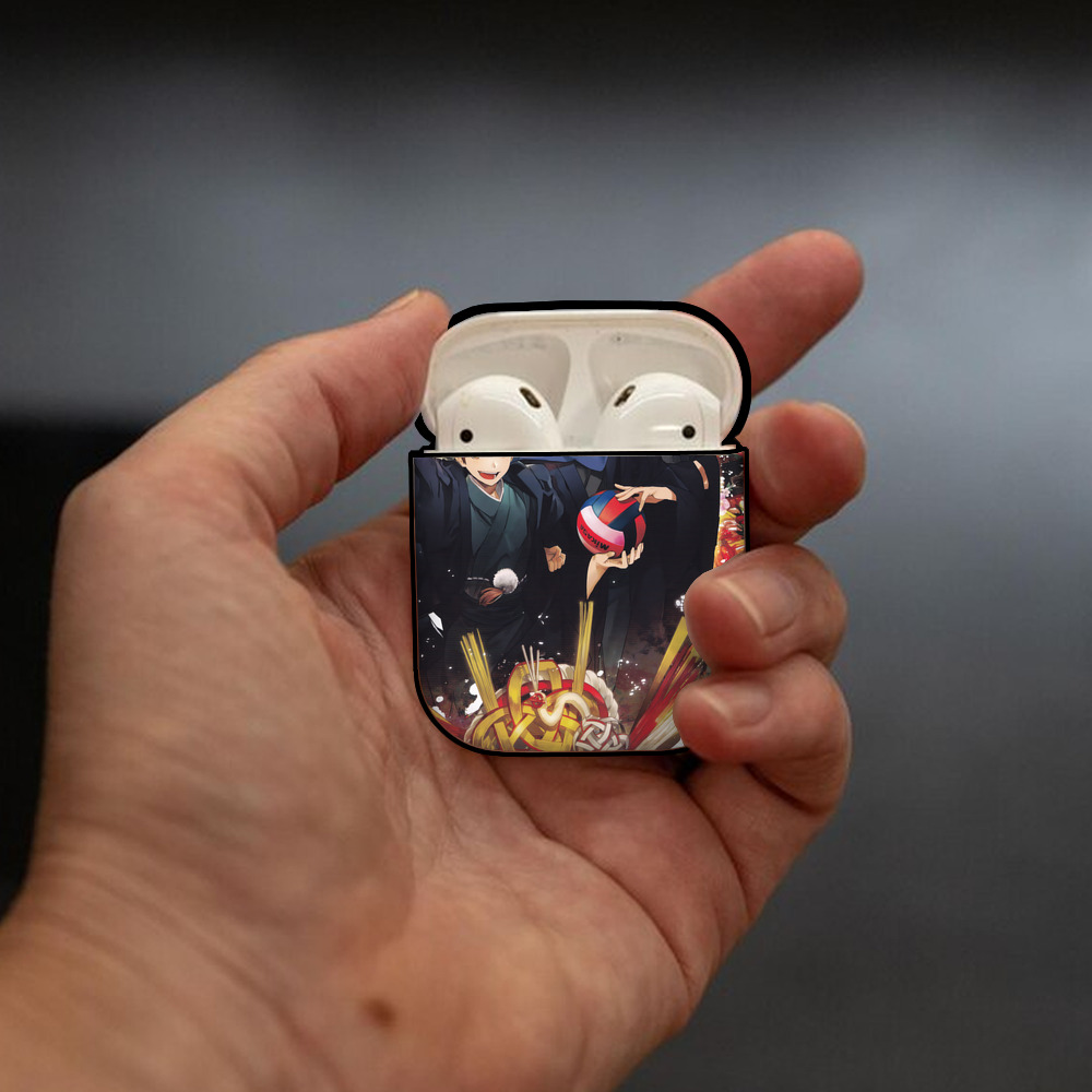 ハイキュー!! Haikyu!! AirPods 第2世代保護ケース ハードシェル ブラック 耐衝撃・防指紋・カラビナ付き