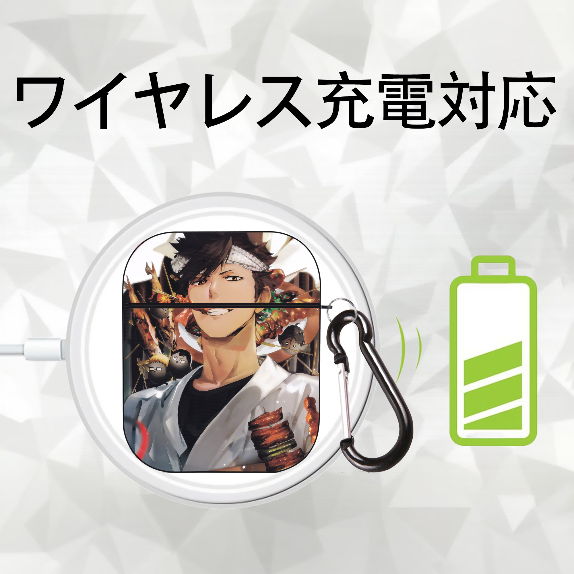 ハイキュー!! Haikyu!! AirPods 第2世代保護ケース ハードシェル ブラック 耐衝撃・防指紋・カラビナ付き