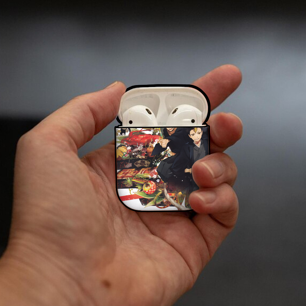 ハイキュー!! Haikyu!! AirPods 第2世代保護ケース ハードシェル ブラック 耐衝撃・防指紋・カラビナ付き
